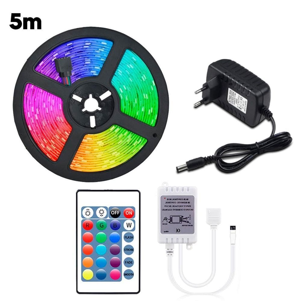 Fita Led Rgb 5M Brilho Digital Colorido Iluminação Controle