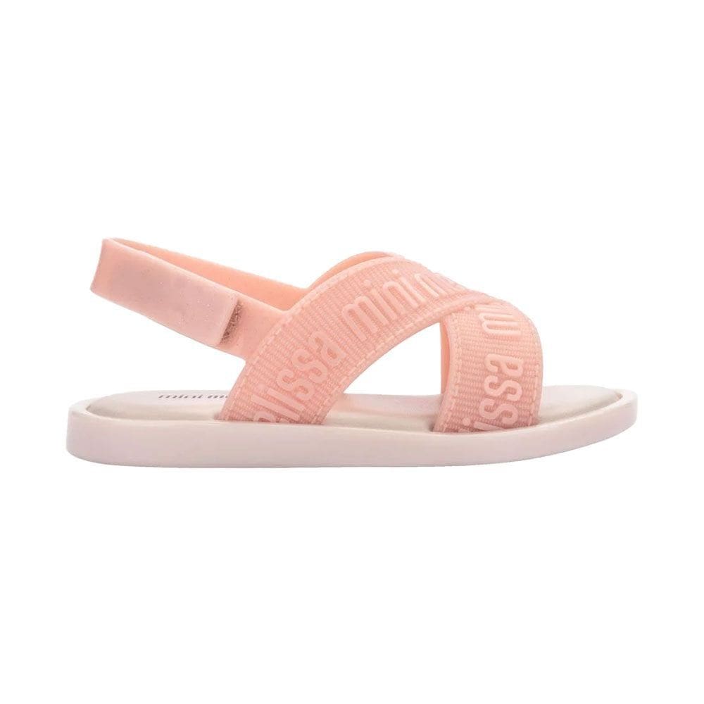 Sandália Rasteira Mini Melissa Sandal Baby M Lover Bege Rosa