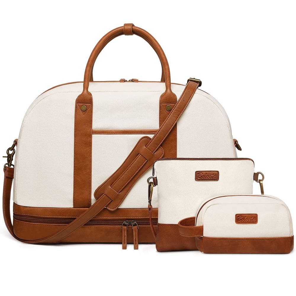 Bolsa Weekender BOLOSTA Canvas para mulheres com compartimento para sapatos
