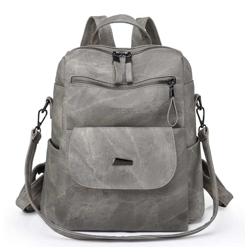 Mochila, bolsa WYFJNX, de couro PU, moda para mulheres, cinza