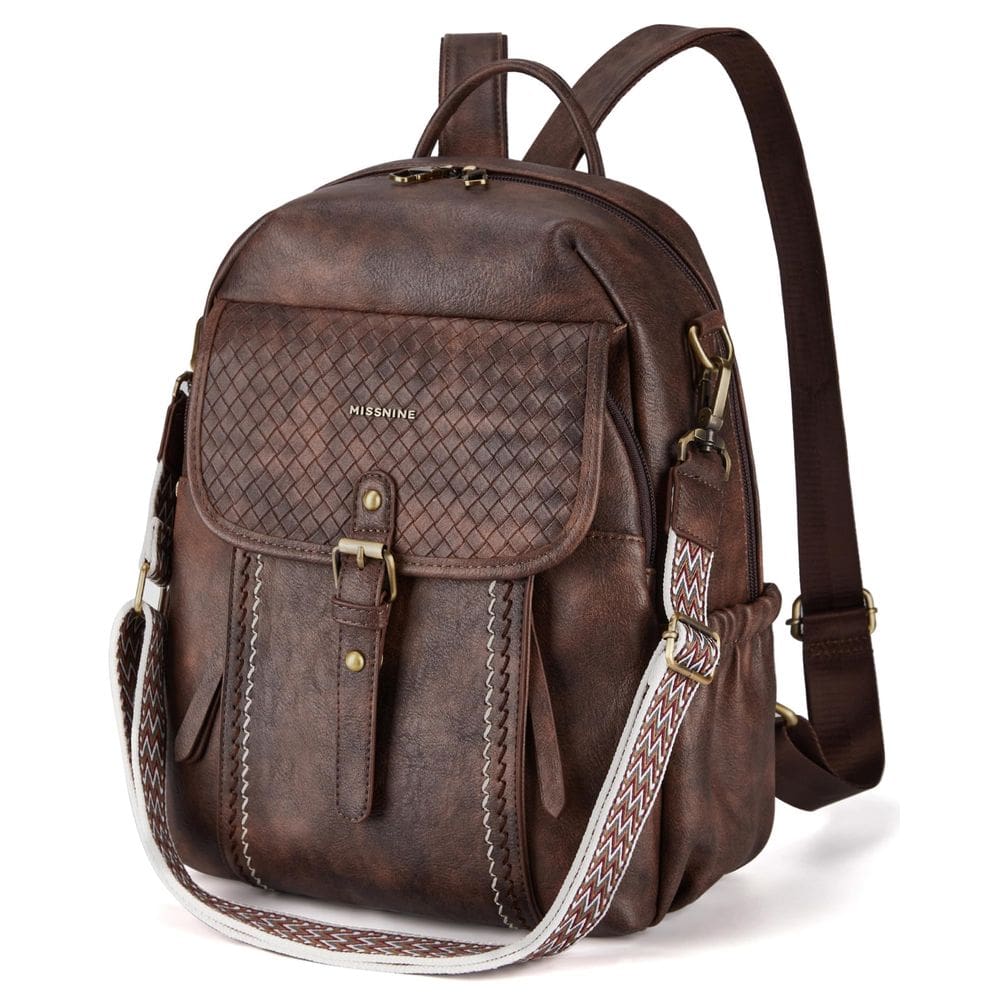 Mochila de couro Missnine Anti-Theft para café feminino