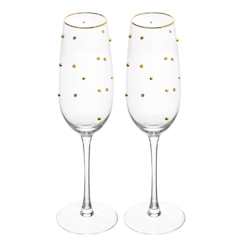 Kit 2 Taças para Champanhe Balls Fio de Ouro 220ml Vidro