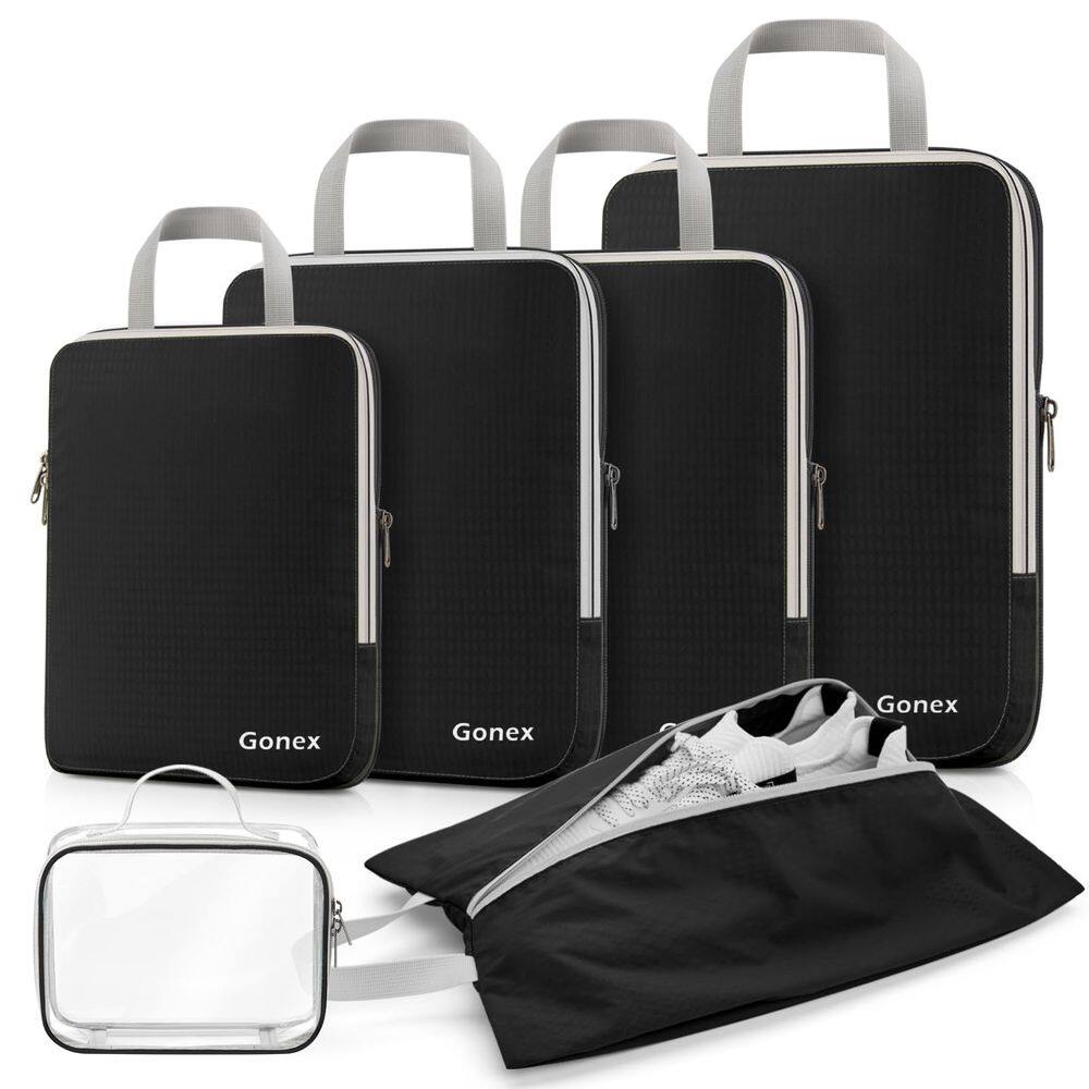 Cubos de embalagem de compressão Gonex expansíveis com bolsa de sapatos preta