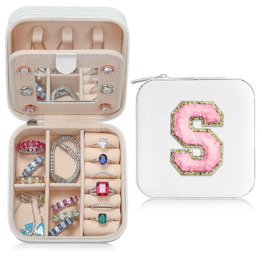 Caixa de joias Parima Travel Essentials Letter S para mulheres