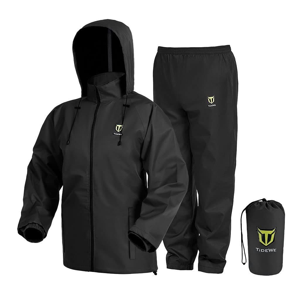 Roupa de chuva TIDEWE impermeável respirável leve preta XXL