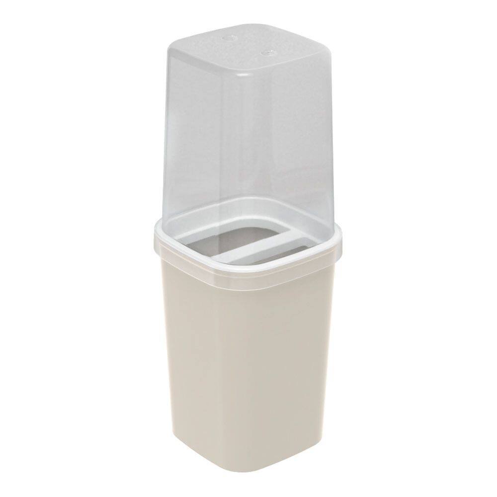 Porta Escova Plasútil com Tampa Fosco Bege