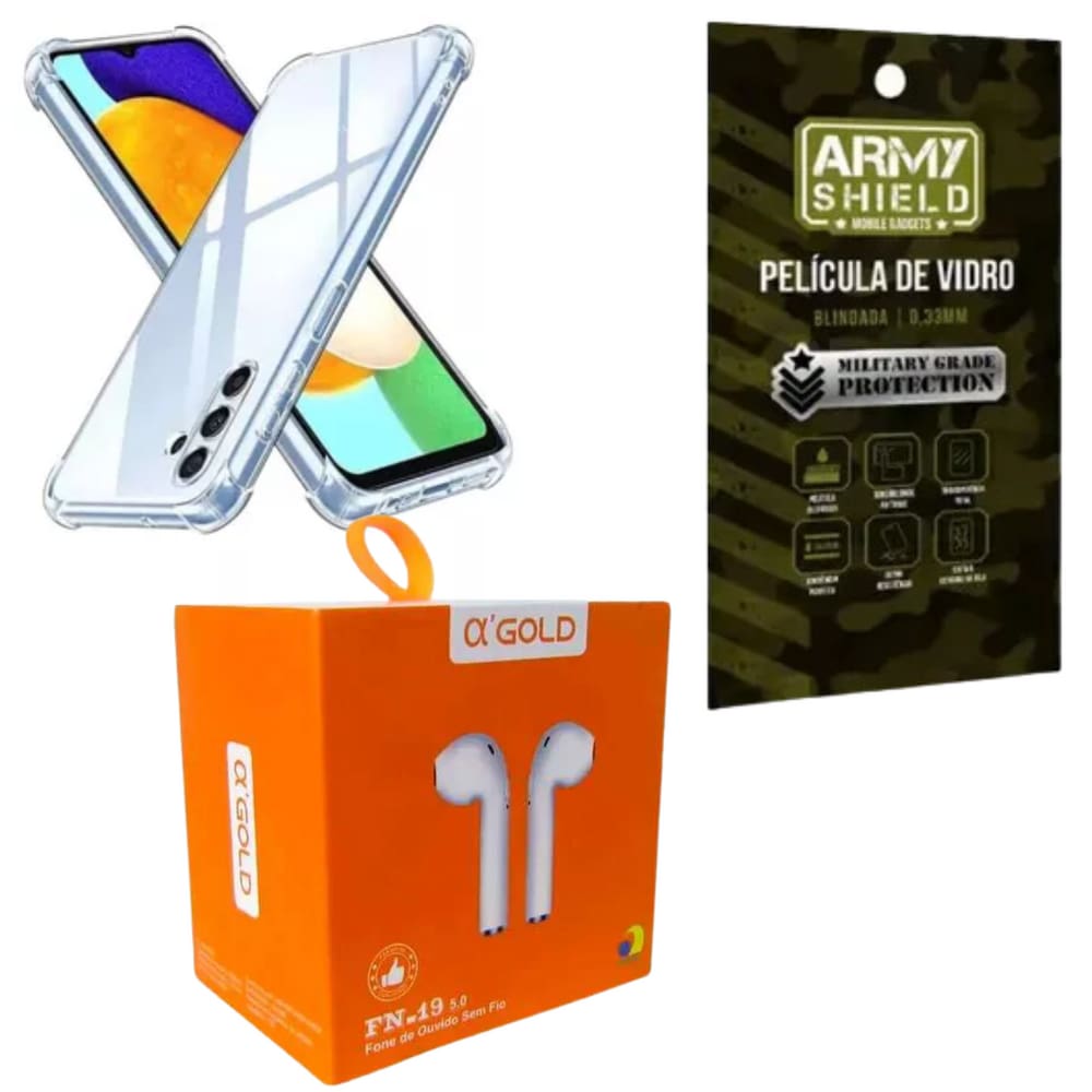 Capa Para Galaxy S25 Plus + Fone Bluetooth + Pelicula de Vidro 3D - Armyshield