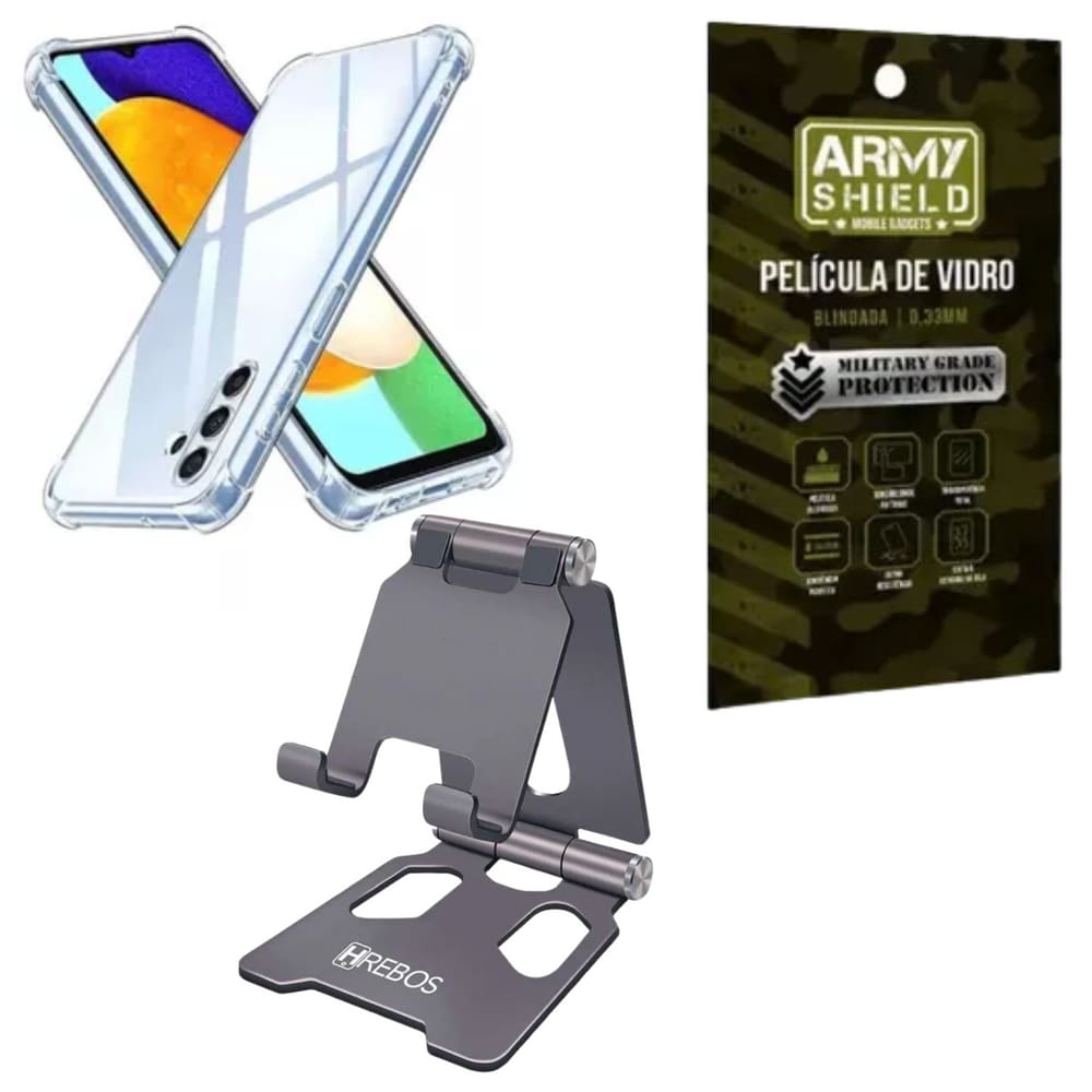 Capa Para Galaxy S25 Plus + Suporte Mesa + Pelicula de Vidro 3D - Armyshield