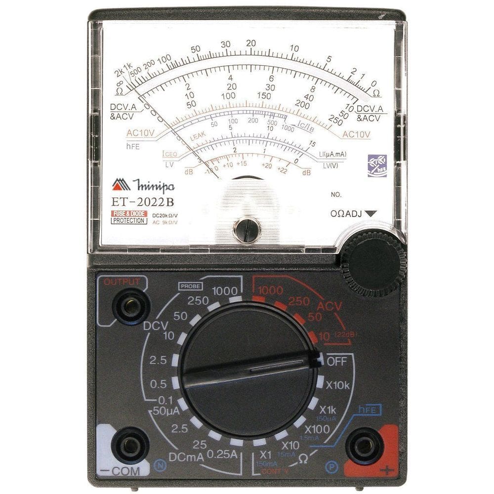 Multímetro Analógico 300V-1000V Ac/Dc Teste Diodo/Transistor ET-2022B Minipa