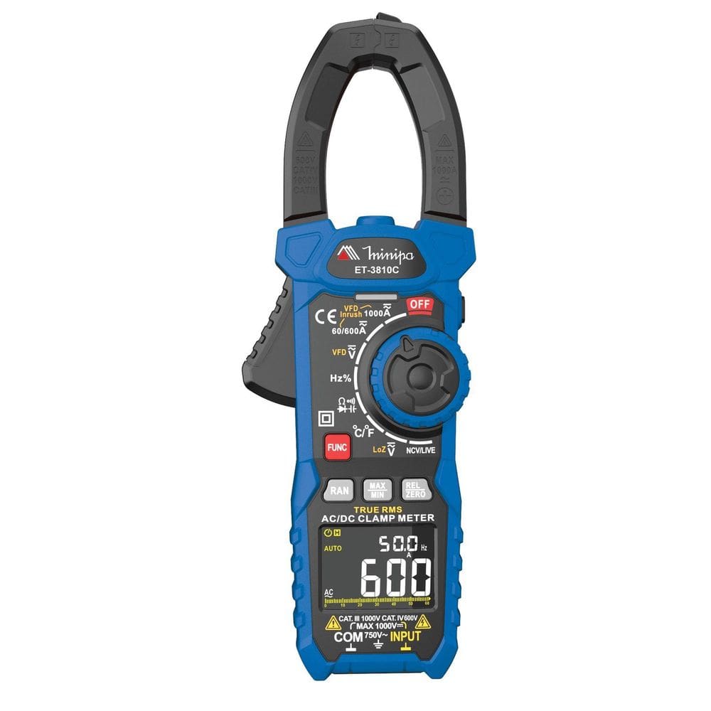 Alicate Amperímetro 600V True Rms Garra 36mm ET-3810C Minipa