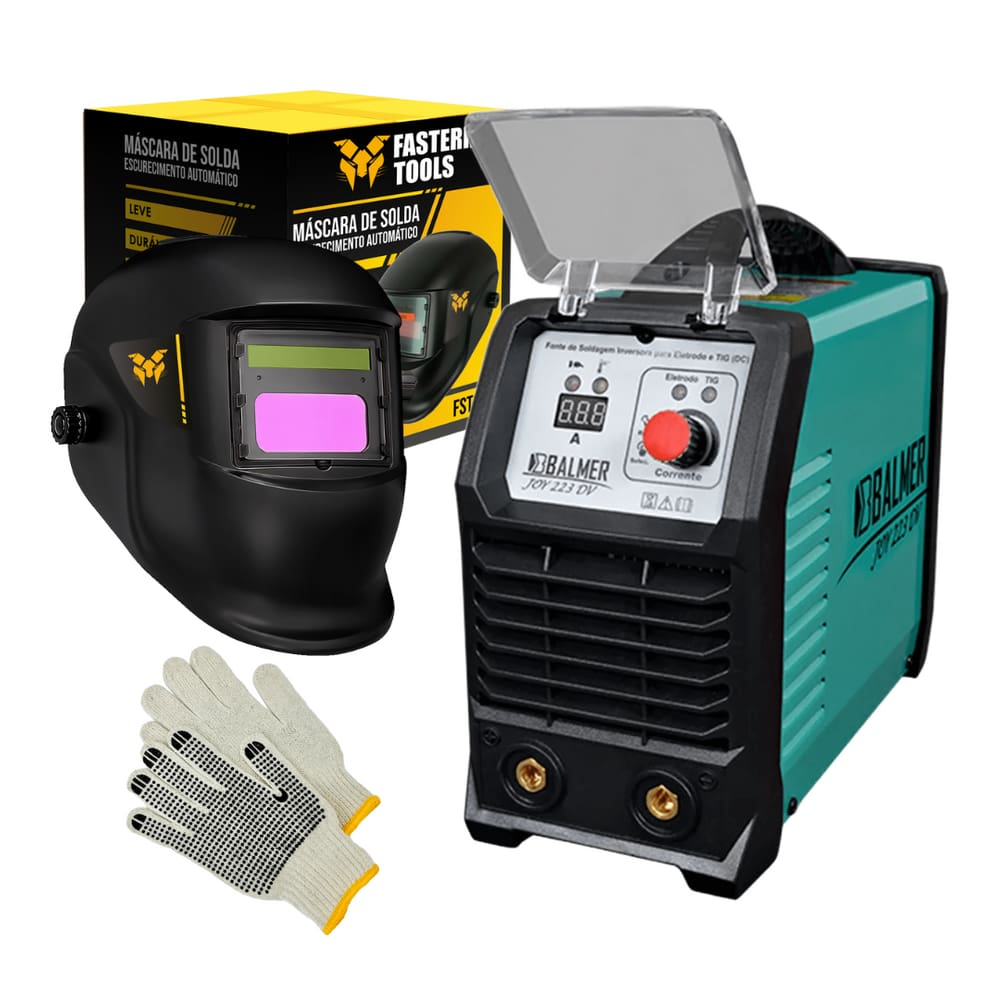 Maquina de Solda Joy 223 MMA Com Máscara de Solda e Luva de Malha