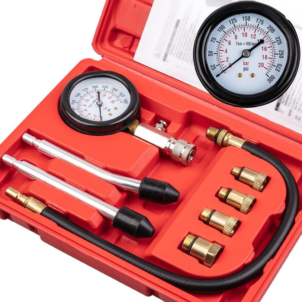 Kit de testador de compressão do cilindro do motor Clatoon 8pcs 0-300PSI