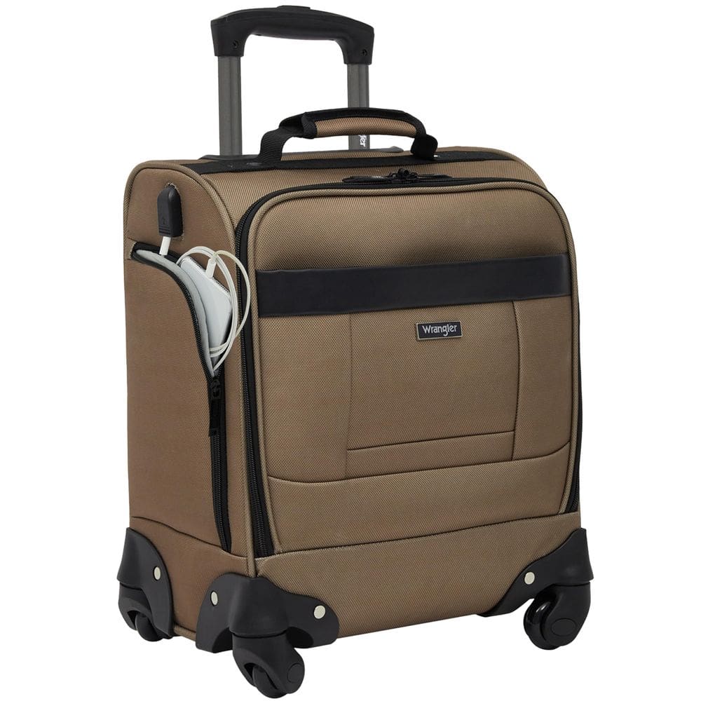 Luggage Wrangler 4 Wheel Spinner Mocha, assento inferior de 17 polegadas