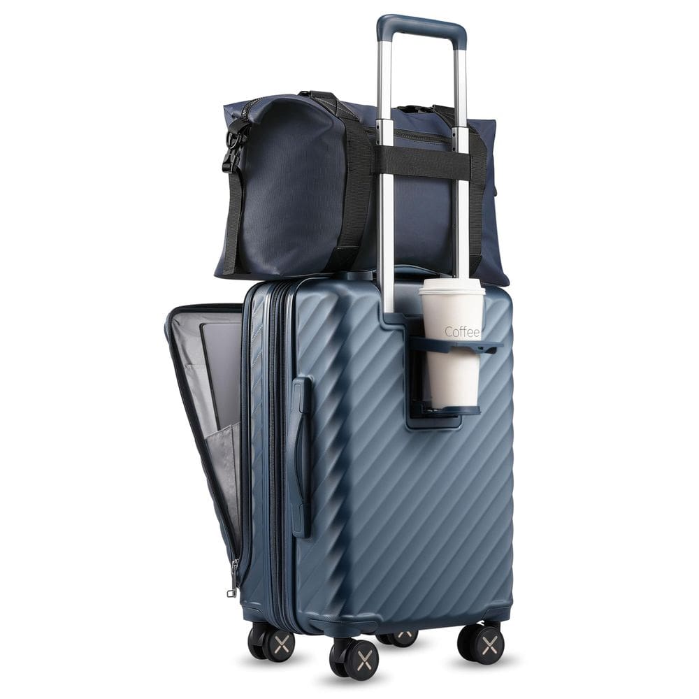 Bagagem de mão LUGGEX de 20 polegadas com porta-copos e bolso frontal