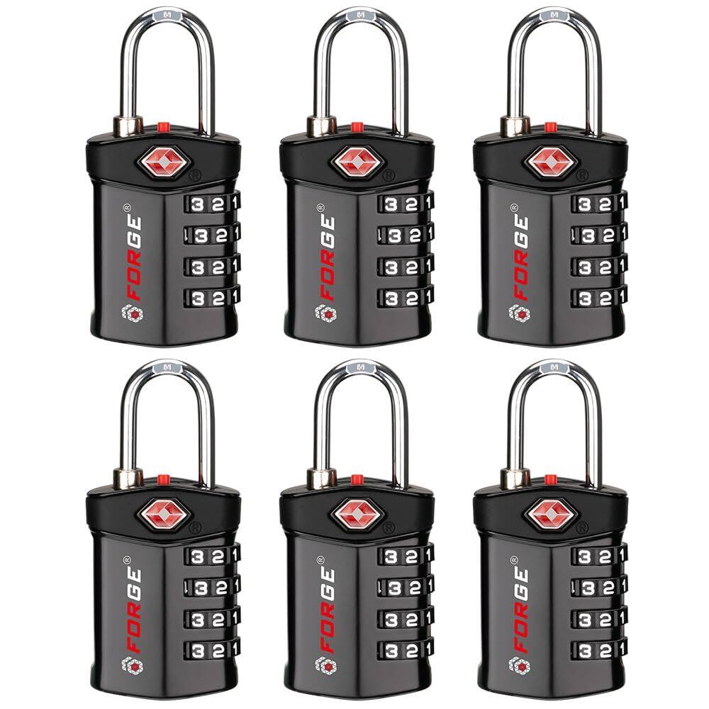 Fechaduras de bagagem aprovadas pela TSA Forge Black, pacote com 6