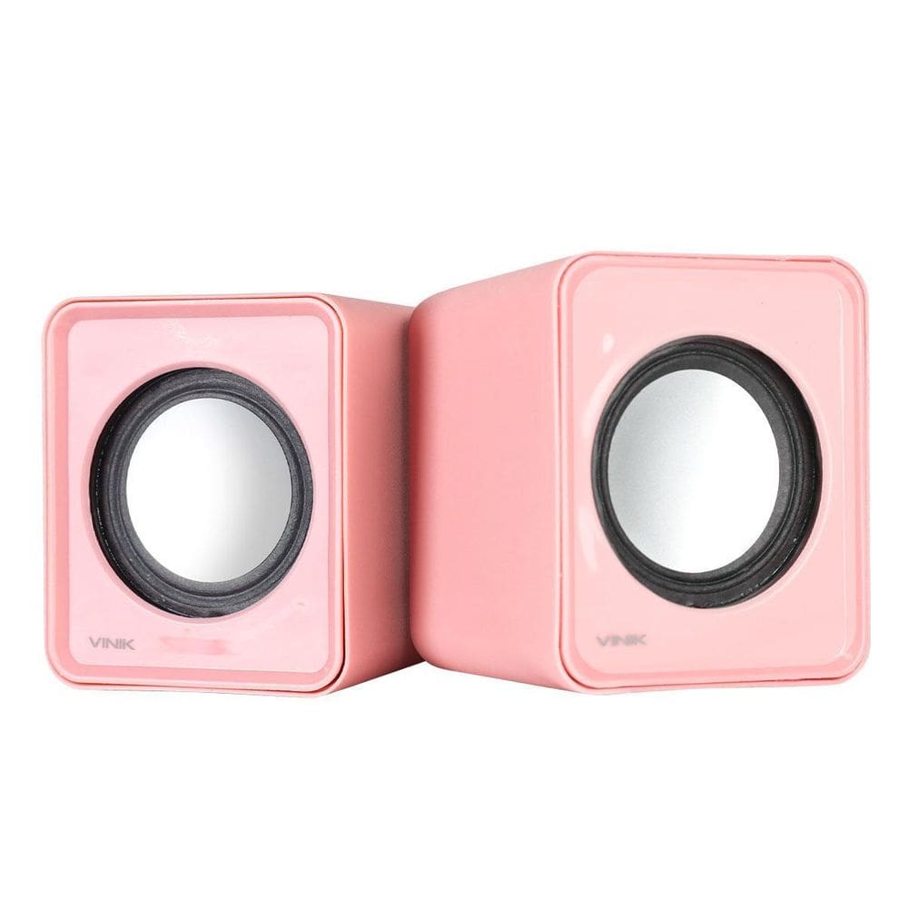 Caixa De Som 2.0 Usb 5V 2X 1W Controlador Volume Rosa Vs-01R