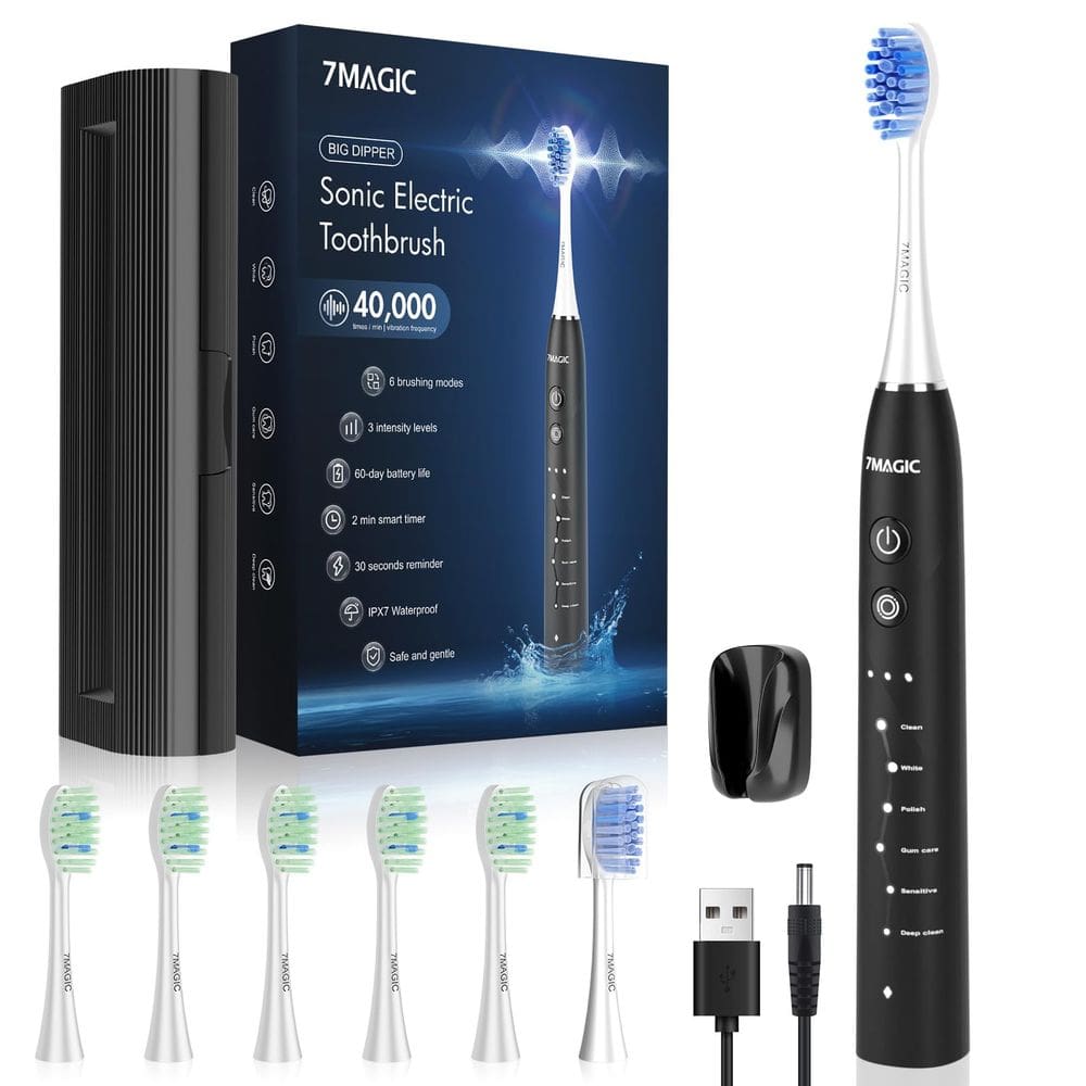 Escova de dentes elétrica 7MAGIC Big Dipper 40000 VPM com 6 modos