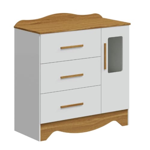 imagem-Cômoda Infantil Clara Peroba em 100%  MDF Branco com Amêndoa