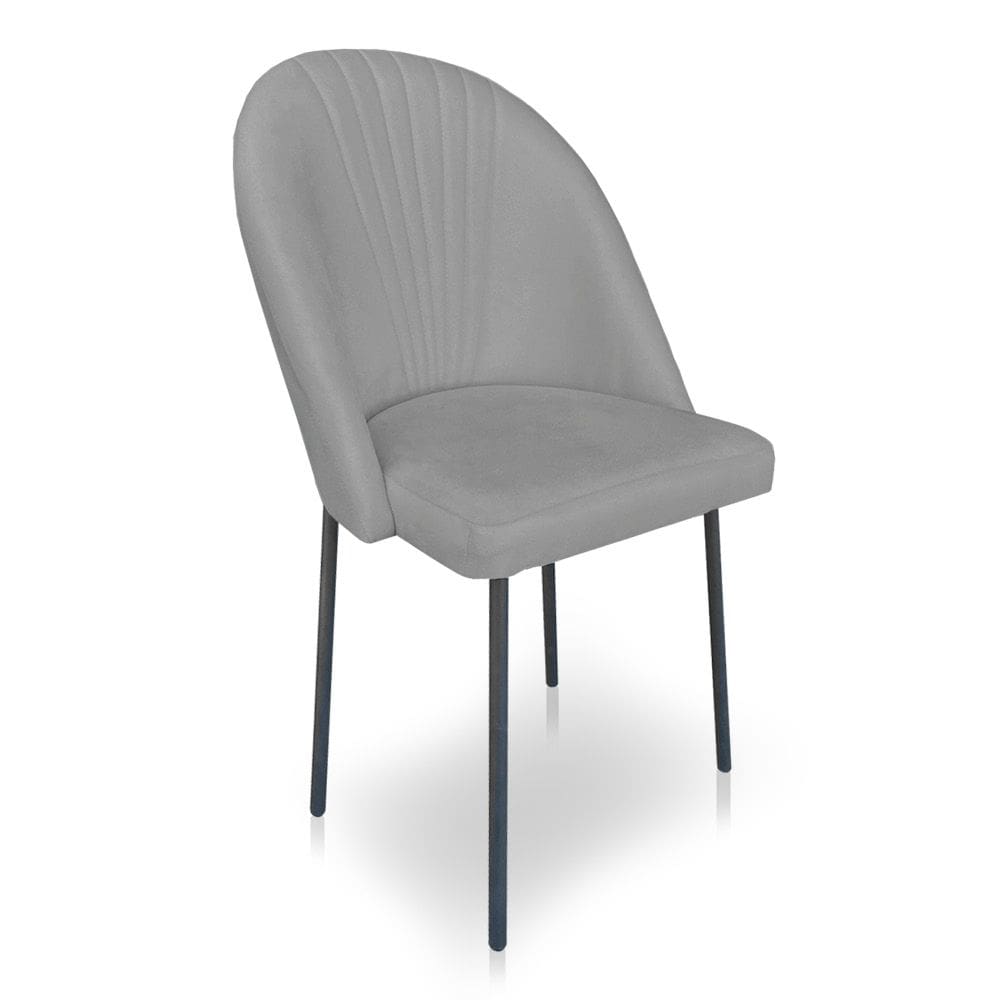 Cadeira Poltrona de Jantar Ariel Suede Grafite Pés de Ferro Preto - Pallazio