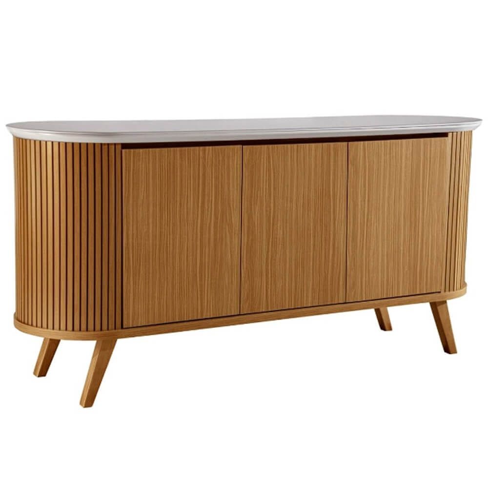 Buffet Luna 3 Portas Ripado LJ Cor Cinamomo Off White
