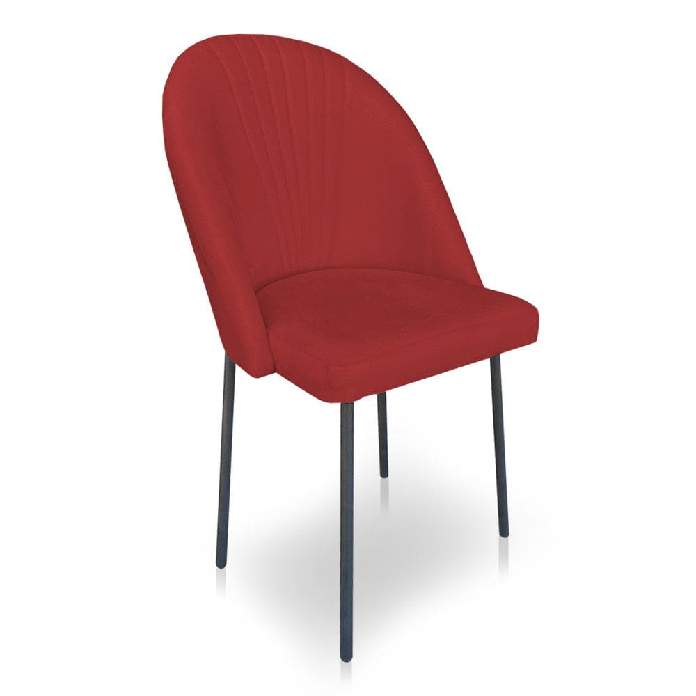 Cadeira Poltrona de Jantar Ariel Suede Pés de Ferro Preto - Pallazio