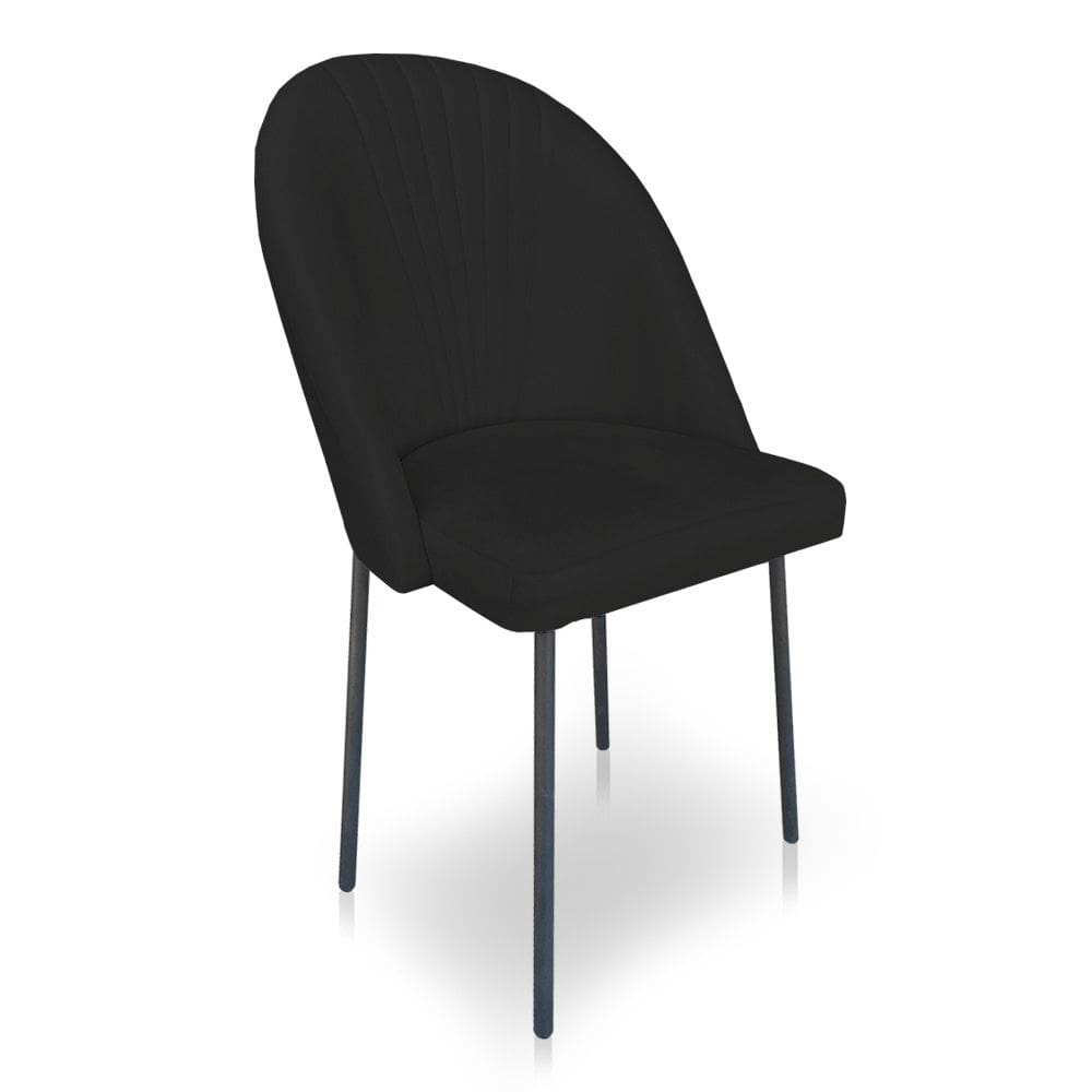 Cadeira Poltrona de Jantar Ariel Suede Preto Pés de Ferro Preto - Pallazio