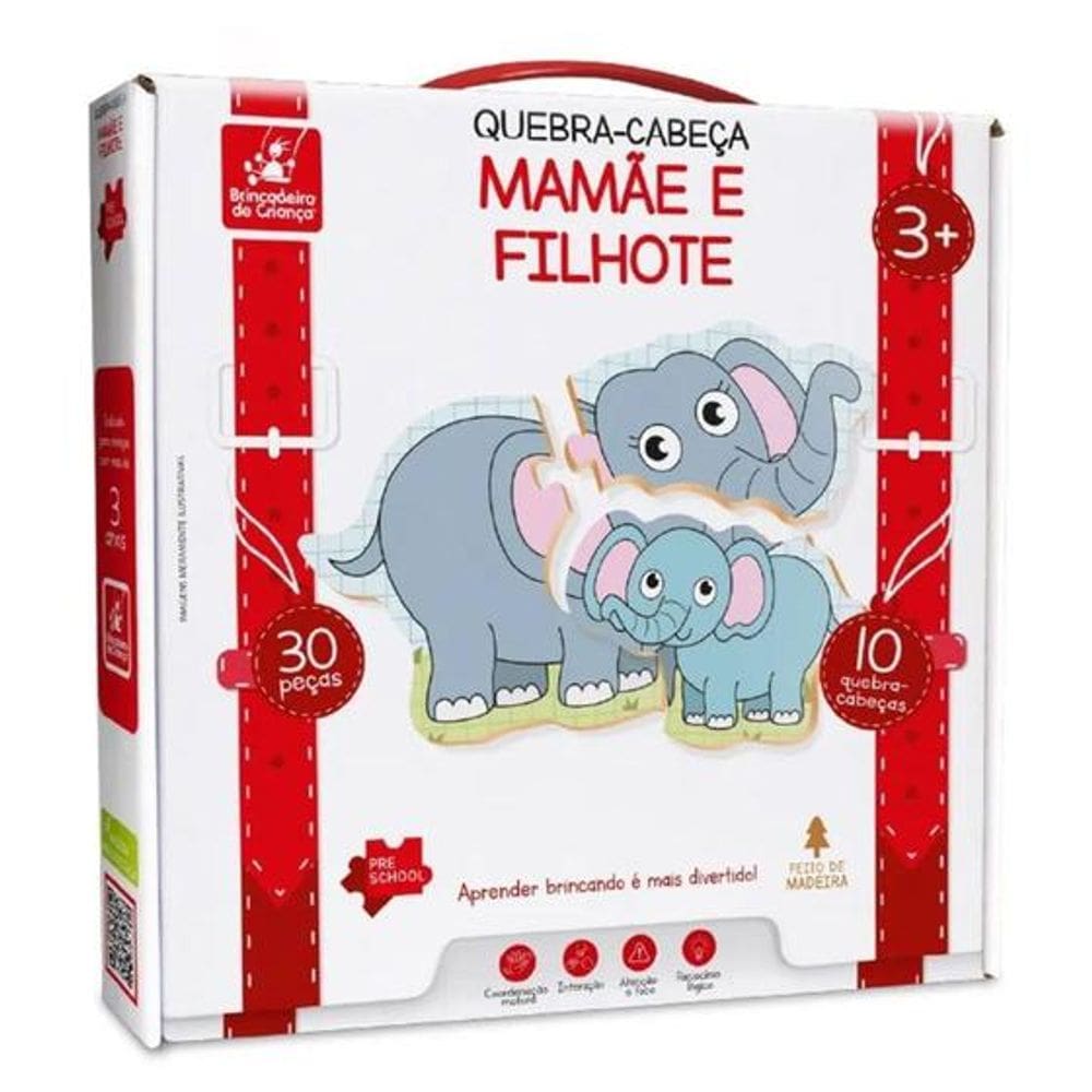 Quebra-Cabeça Mamãe e Filhote 30 PÇ Brincadeira de Criança 2105