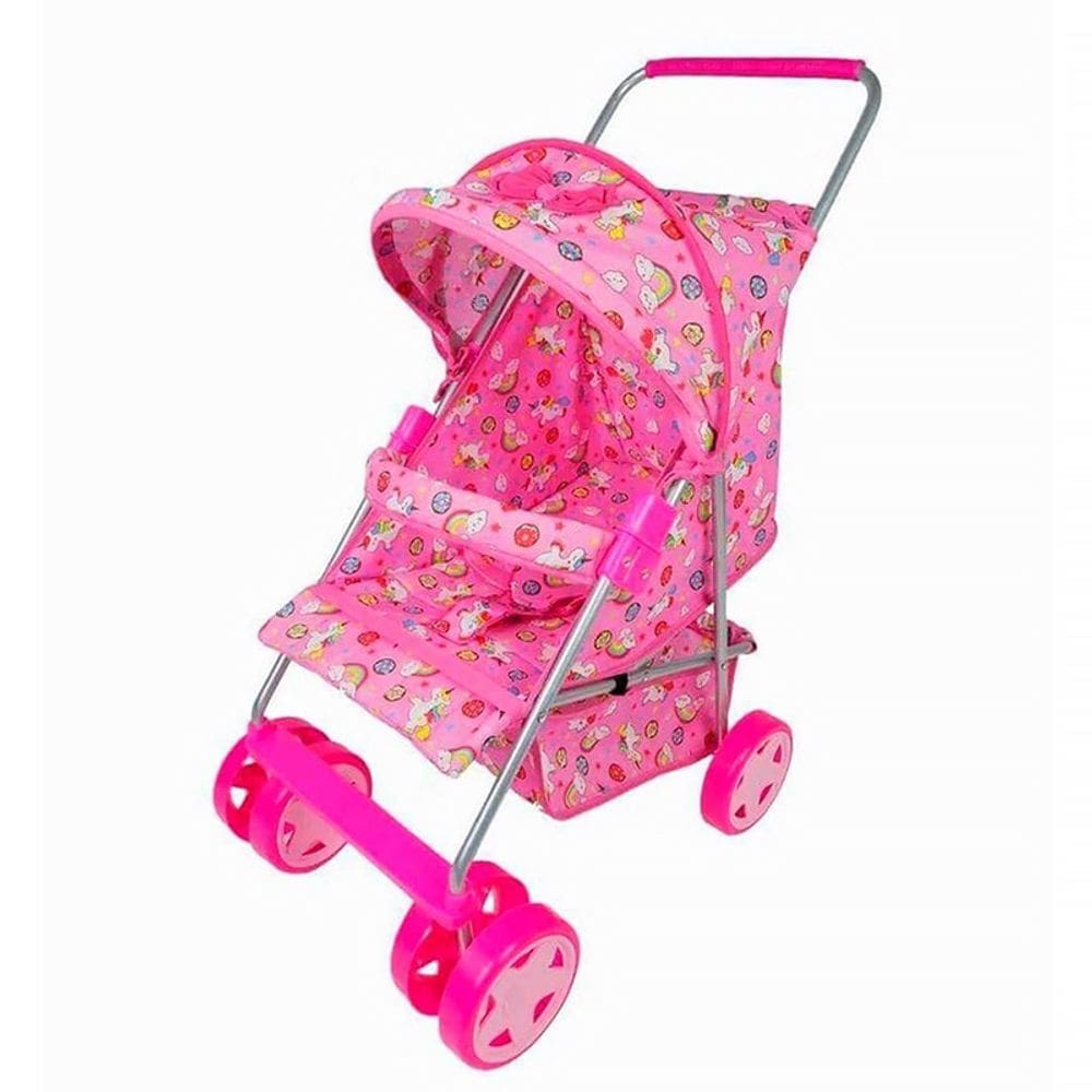 Carrinho de Boneca Milano Estilo Rosa com Unicórnio 000002 - Brinquedos Oliveira