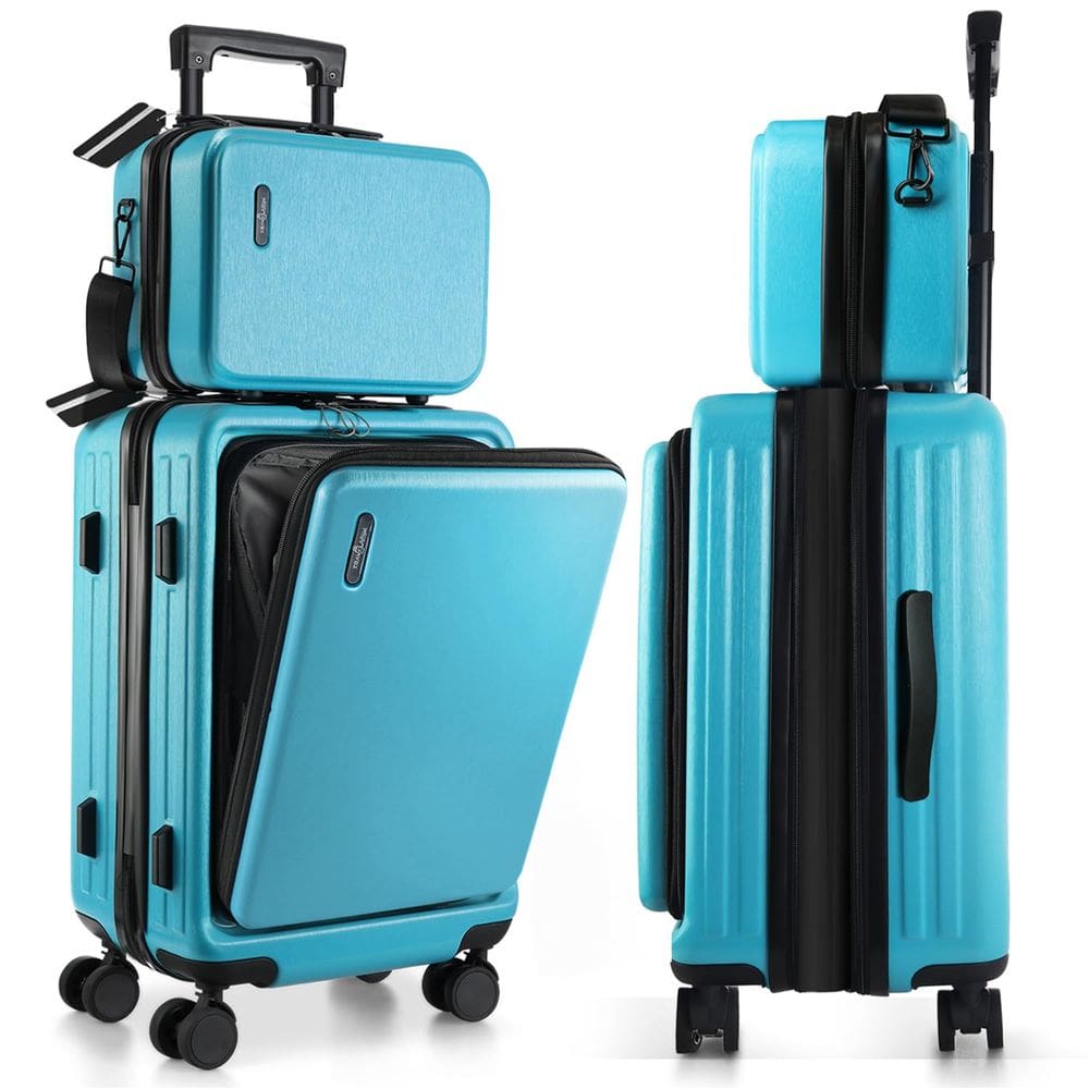 Bagagem de mão TRAVELARIM de 22 polegadas com rodas, expansível, azul-petróleo