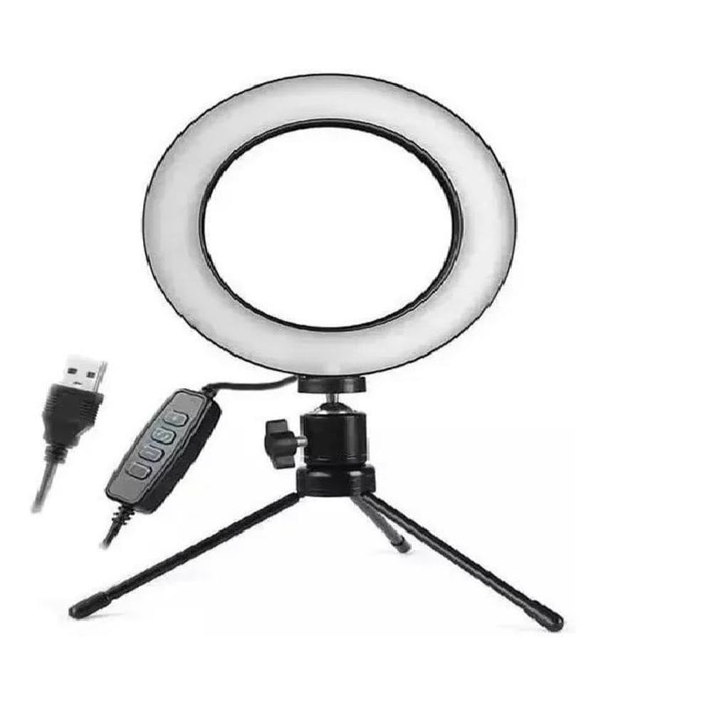 Iluminador De Led Com Tripe Ring Light Usb 16Cm 3500K 5500K