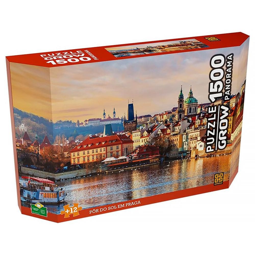 Quebra-Cabeça Panorama Pôr do Sol em Praga 1500 pçs 04551 - Grow