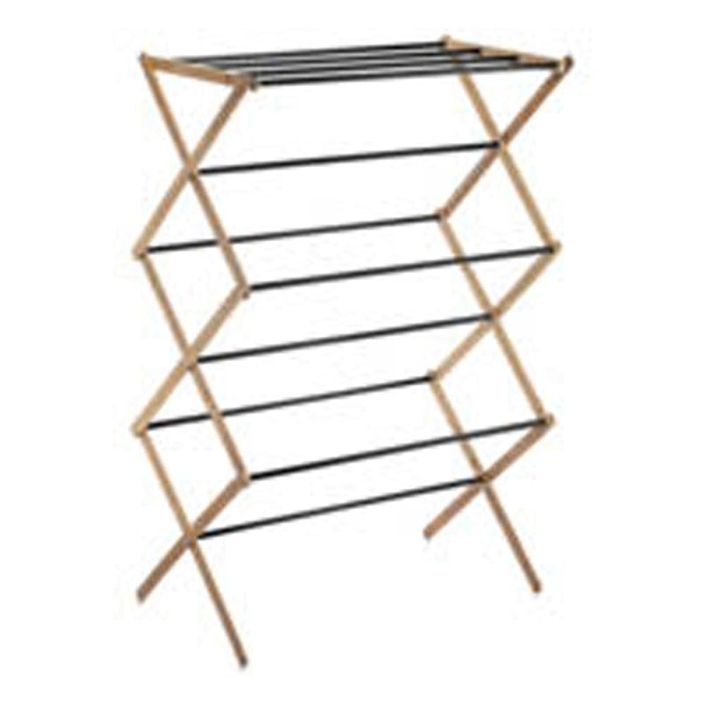 Varal Vertical 3 Andares Em Bambu Com Hastes Metálicas Preto