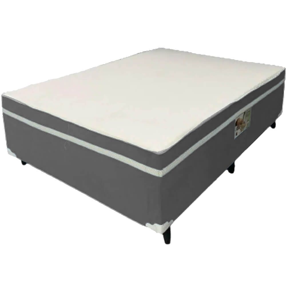 Cama Box Alto Nivel Casal com Molas Ensacadas 138x188x60cm Cor Cinza
