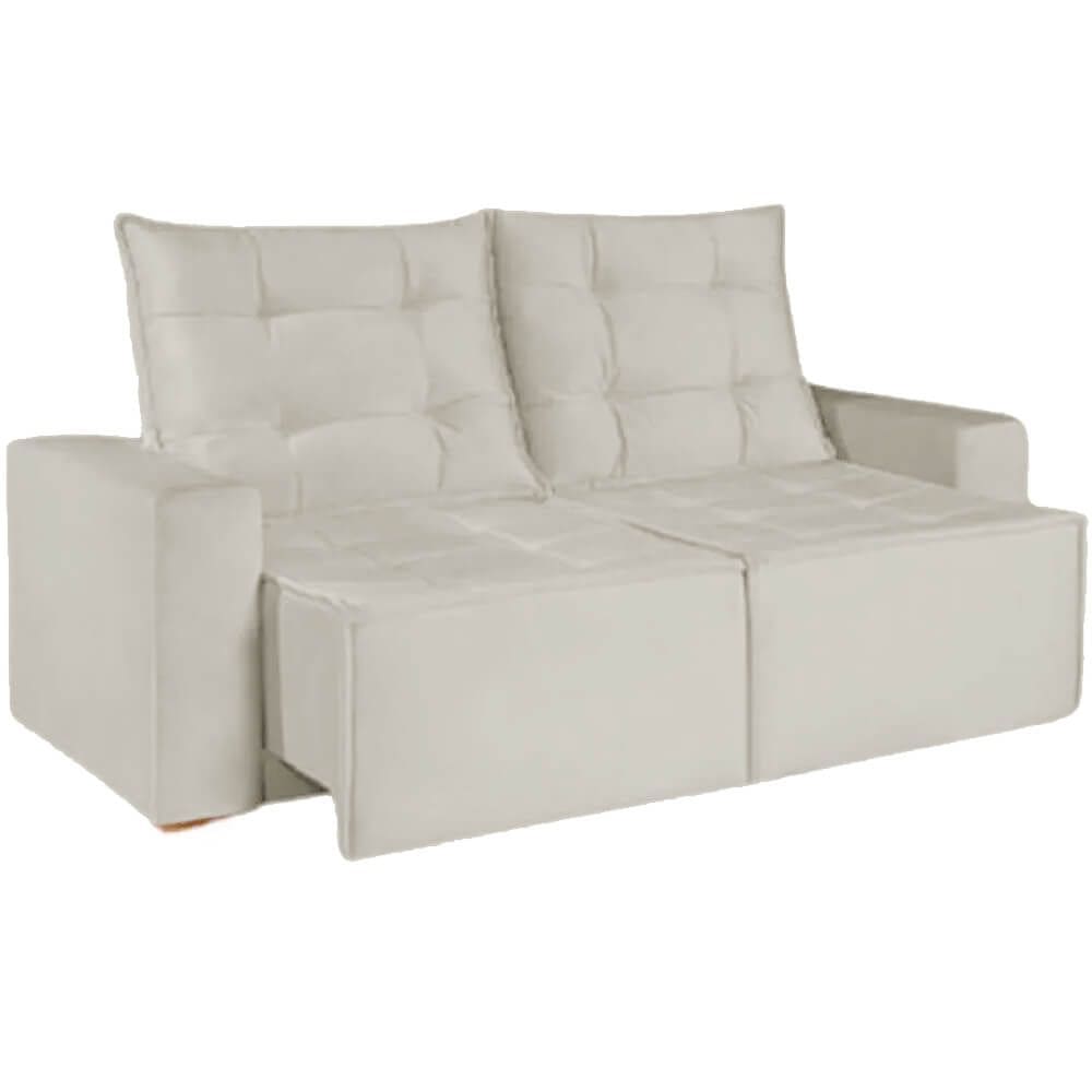 Sofá Macaé 3 Lugares Retrátil e Reclinável Tecido Suede 190cm União Cor Marfim
