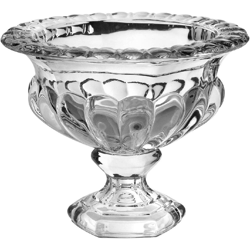 VASO CENTRO MESA DECORATIVO ENFEITE CASA PROENÇA COM PÉ CRISTAL ECO 21x25x25cm TRANSPARENTE