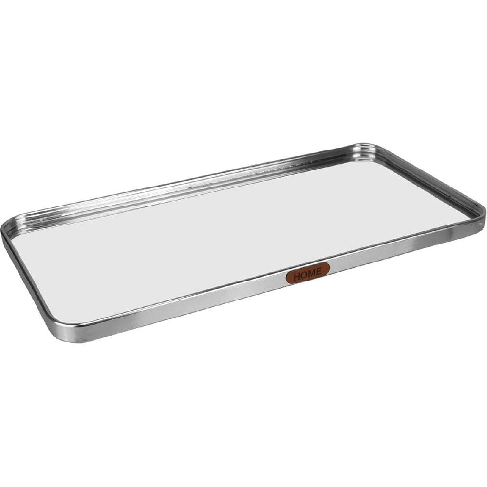BANDEJA DECORATIVA PARA SERVIR RETANGULAR HOME&CO COM ESPELHO METAL 1x40x20cm PRATA