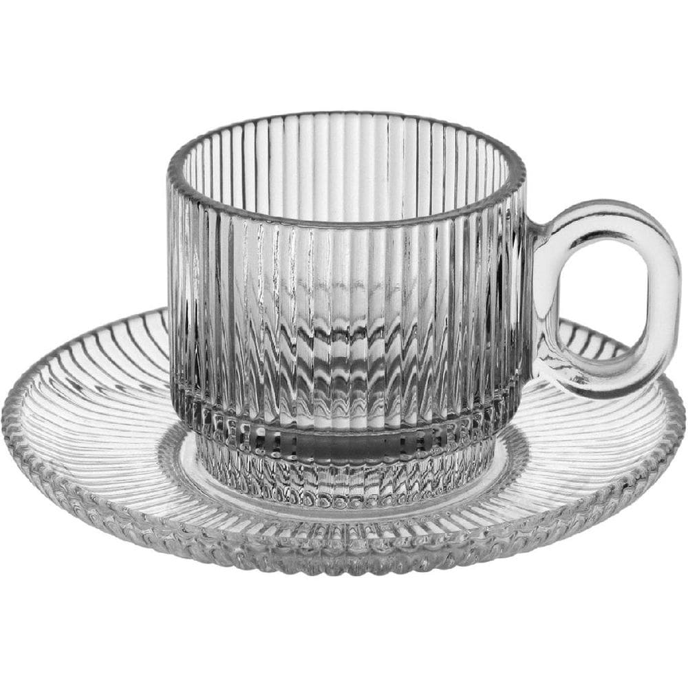 JOGO 6 XICARAS DE CAFE COM PIRES HOME&CO VIDRO 90ml 12x6x5cm TRANSPARENTE