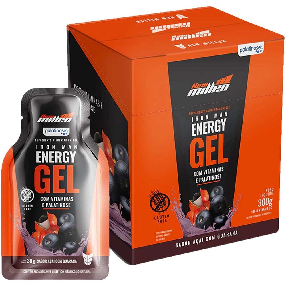 Iron Man Energy Gel New Millen Açai com Guaraná c/ 10 Saches