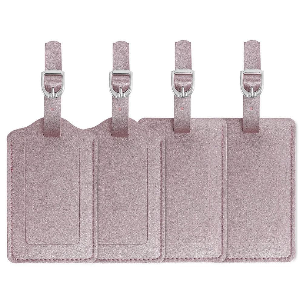 Etiquetas de bagagem Vigorport Leather, pacote com 4 unidades, ouro rosa