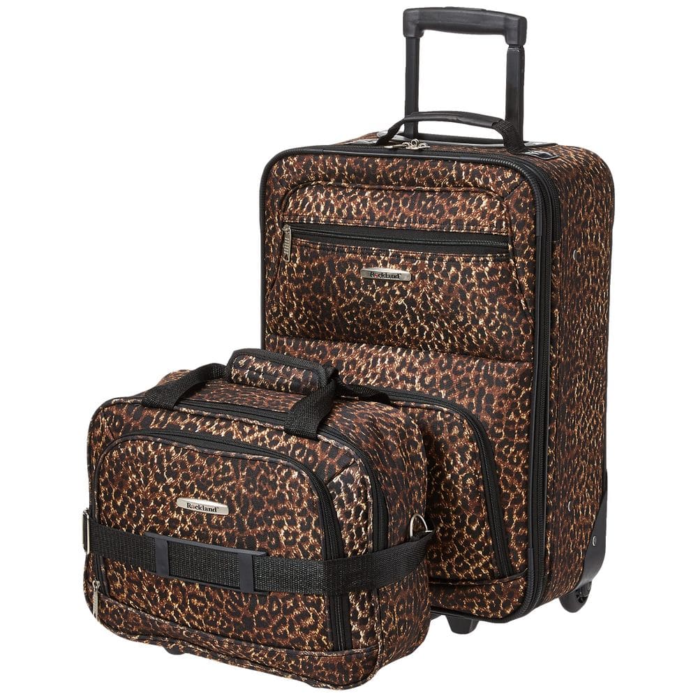 Conjunto de bagagem Rockland Fashion Softside Upright Leopard de 2 peças
