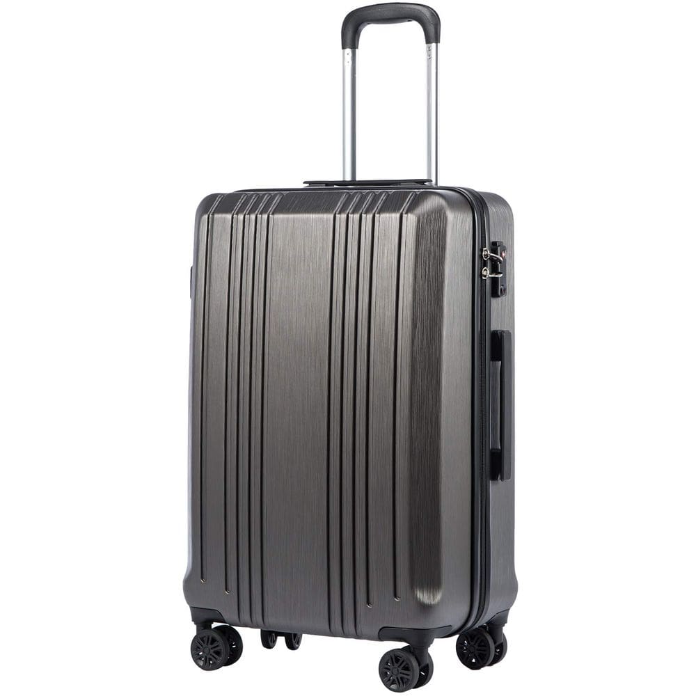 Mala de bagagem Coolife PC+ABS com TSA Lock Spinner 24 polegadas cinza