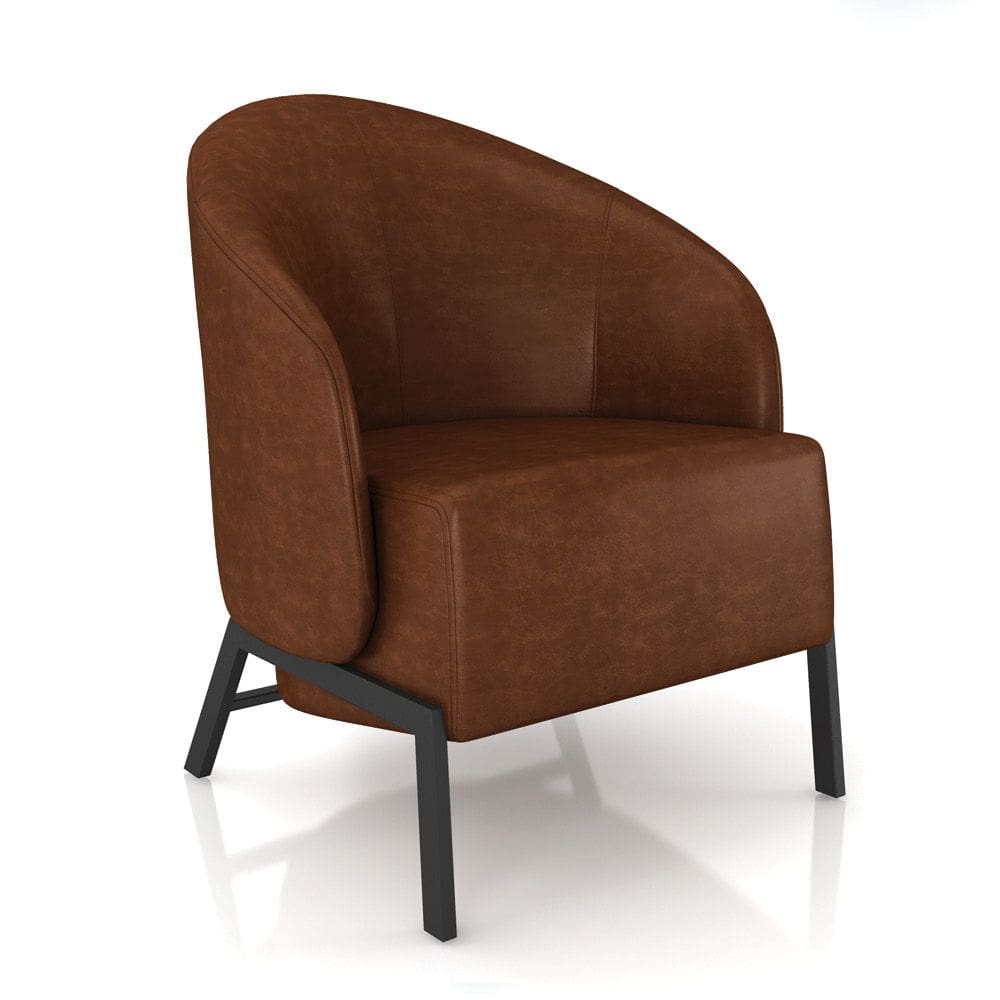 Poltrona Sala de Estar Base Industrial Luar Sintético PU Marrom K01 - D`Rossi