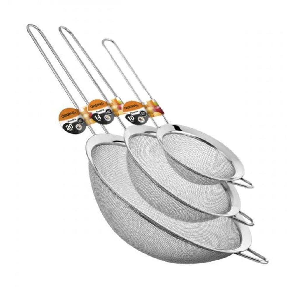 Conjunto de Peneiras Em Aço Inox Prime 10cm, 14cm e 20cm - Tuut