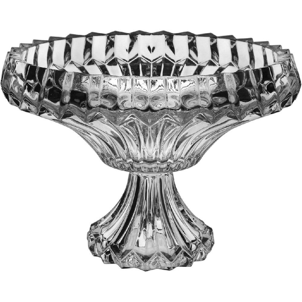 VASO CENTRO MESA DECORATIVO ENFEITE CASA REDONDO HOME&CO COM PÉ ECO CRYSTAL 22x29x29cm TRANSPARENTE