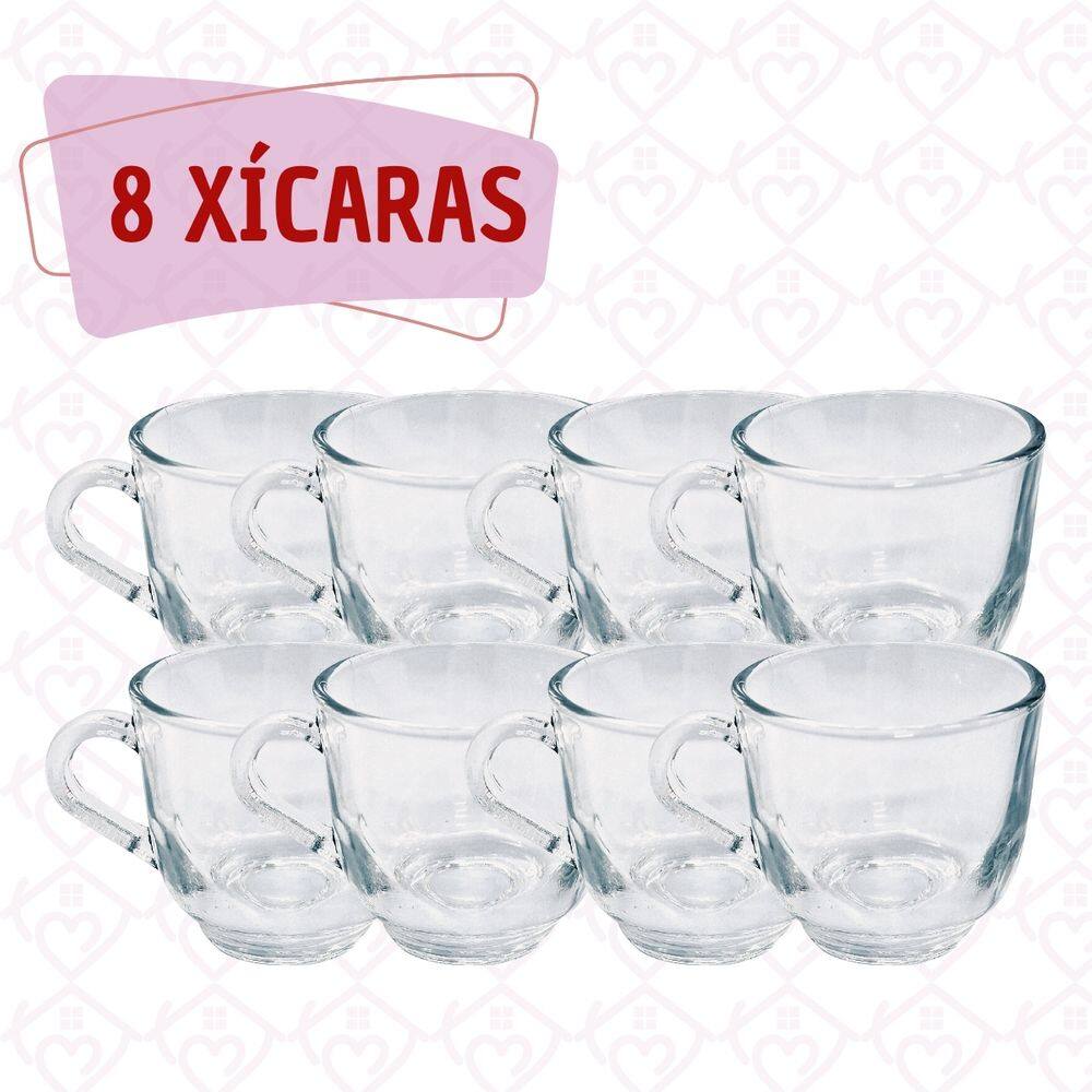 8 Xícaras Chá Vidro Transparente 150ML Café Mesa Posta