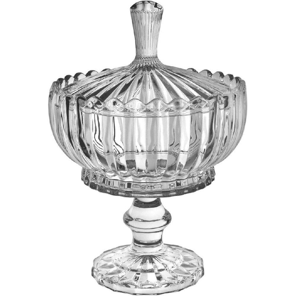 VASO POTICHE REDONDO BOMBONIERE HOME&CO GENOVA CRISTAL ECO 32x22x22cm TRANSPARENTE