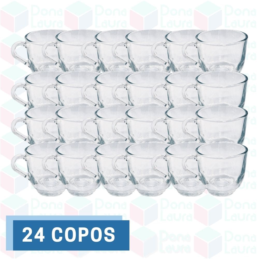 Conjunto 24 Xícaras de Chá Transparente 150ML Elegante Lisa