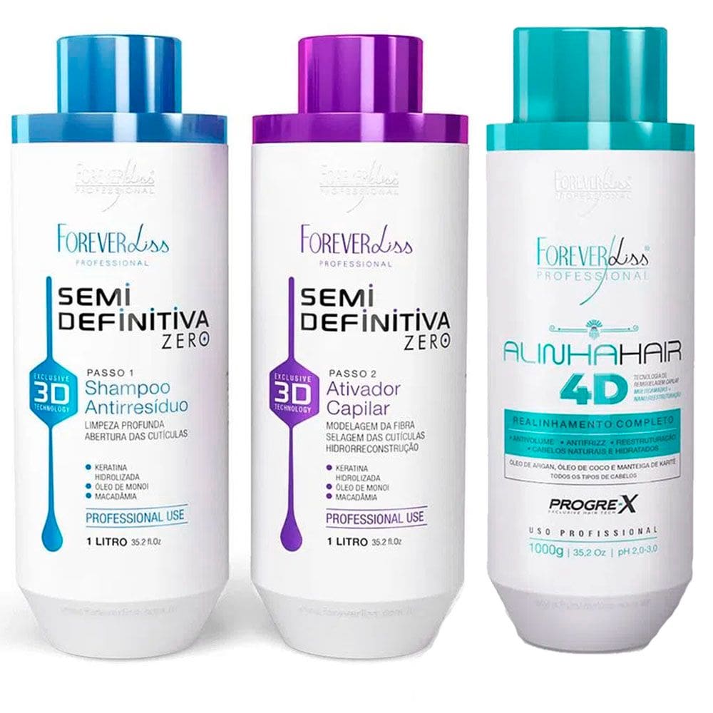 Kit Progres Semi Definitiva 3D e AlinhaHair 4D Forever Liss