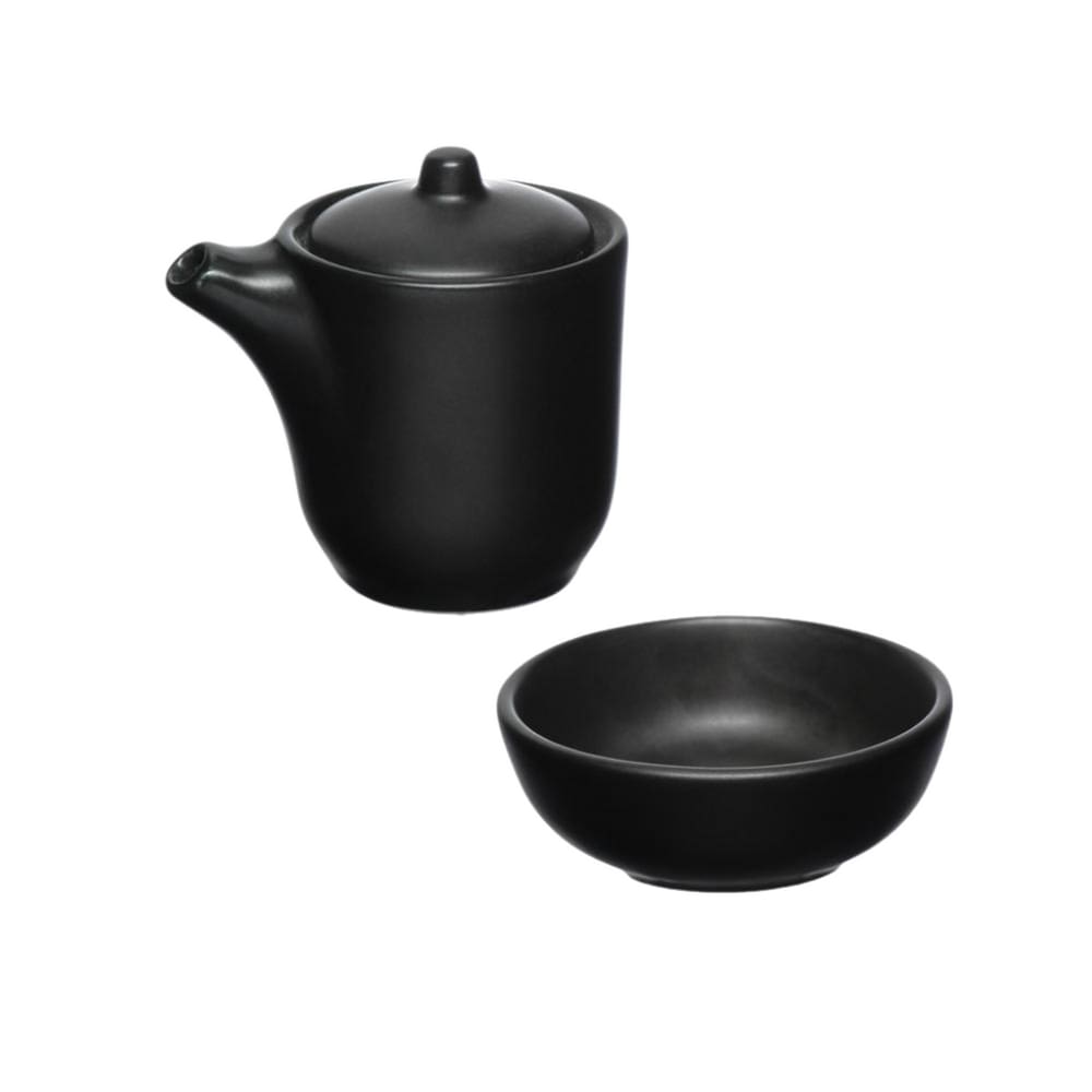 Conjunto Shoyu Em Porcelana Manhattan Preto Com 2 Peças Haüskraft
