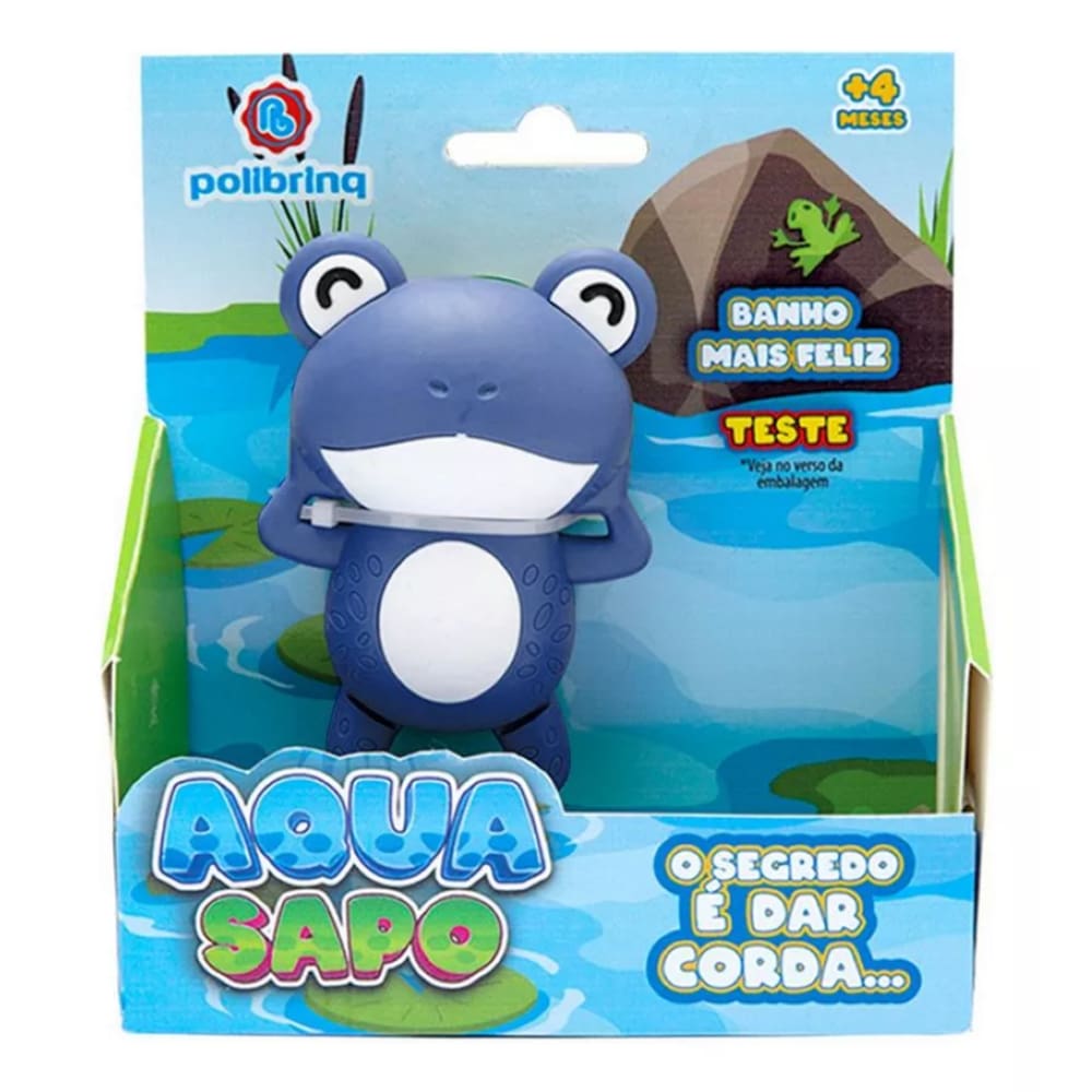 Brinquedo De Banho Sapinho De Corda Aqua Sapo-Polibrinq Azul